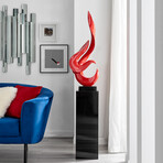Flame Floor Sculpture + Stand (Chrome + White)