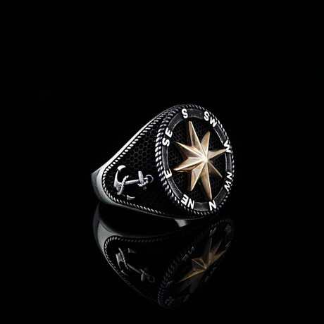 925 Sterling Silver North Star + Compass Ring (7)