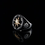 925 Sterling Silver North Star + Compass Ring (5.5)