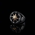 925 Sterling Silver North Star + Compass Ring (5.5)