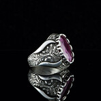 925 Sterling Silver Hand-Engraved Natural Ruby Ring (9)