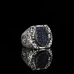 925 Sterling Silver + Oxidized Sapphire Ring (8.5)