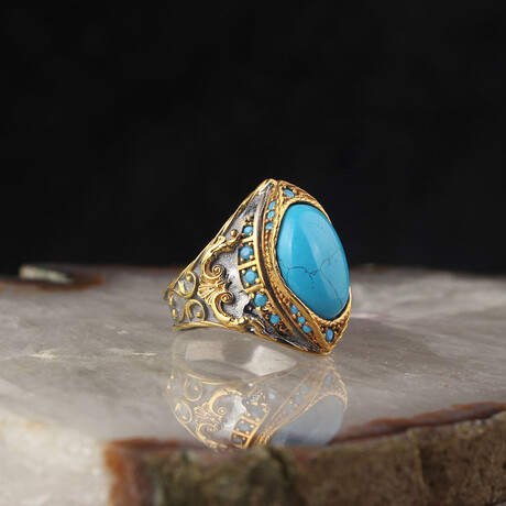 Gold-Plated 925 Sterling Silver + Turquoise Ring (5)