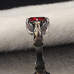 925 Sterling Silver + Garnet Stone Eagle Ring (8)