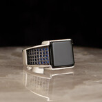 925 Sterling Silver Onyx + Sapphire Ring (5)