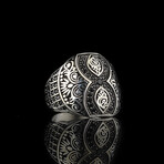 925 Sterling Silver Pattern Ring (8.5)
