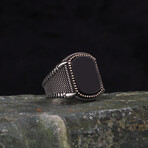 925 Sterling Silver + Onyx Claw Ring (6.5)