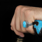 925 Sterling Silver + Turquoise Stone Pinky Ring (5.5)