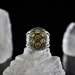 925 Sterling Silver Hand-Engraved Citrine Ring (7.5)
