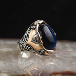 925 Sterling Silver + Blue Tigers Eye Ring (8.5)
