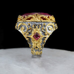Gold-Plated 925 Sterling Silver + Raw Ruby Ring (8.5)
