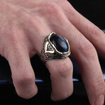 925 Sterling Silver + Blue Tigers Eye Ring (7.5)