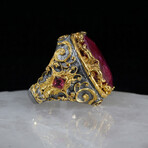 Gold-Plated 925 Sterling Silver + Raw Ruby Ring (7.5)