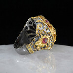 Gold-Plated 925 Sterling Silver + Raw Ruby Ring (5)