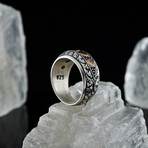 925 Sterling Silver Hand-Engraved Morganite Stone Wedding Band (12.5)