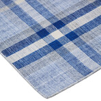 Jens Eco-Friendly PET Dhurrie // Navy + Sky Blue + White (3'6" x 5'6" Accent Rug)