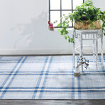 Jens Eco-Friendly PET Dhurrie // Navy + Sky Blue + White (3'6" x 5'6" Accent Rug)