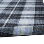 Jens Eco-Friendly PET Dhurrie // Black + Sky Blue (2' x 3' Accent Rug)