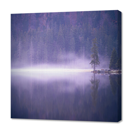 Mist is Rising From the Lake at Dusk (12"H x 12"W x 0.75"D)