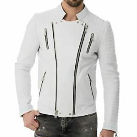 Gary Leather Jacket // White (S)