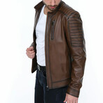 Otis Leather Jacket // Brown (L)