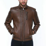 Otis Leather Jacket // Brown (L)