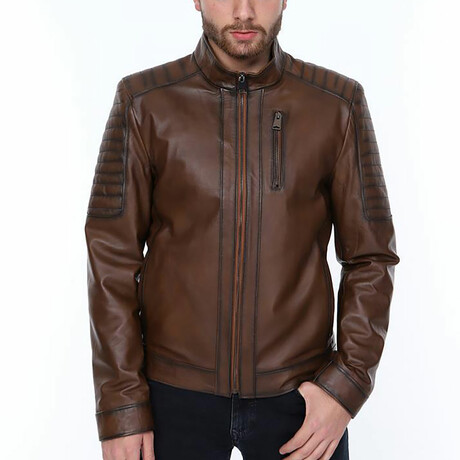 Otis Leather Jacket // Brown (S)