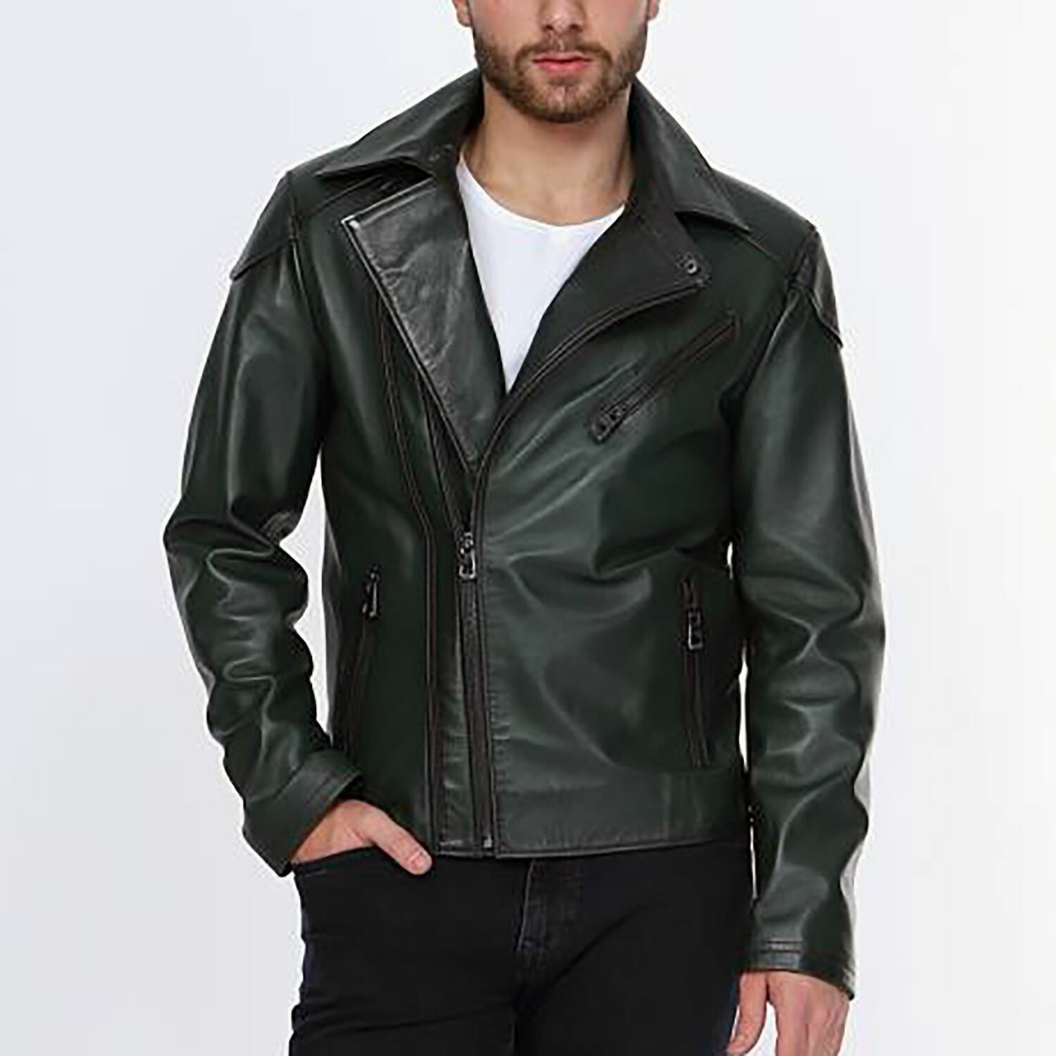 Peter Leather Jacket // Green (S) - Derimont - Touch of Modern