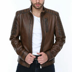 Otis Leather Jacket // Brown (L)