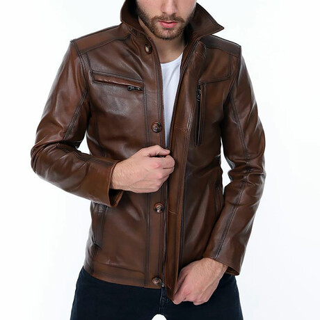 Zach Leather Jacket // Brown (S)