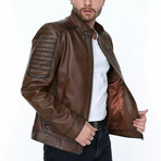 Otis Leather Jacket // Brown (L)