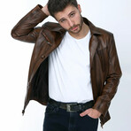 Zach Leather Jacket // Brown (2XL)