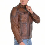 Aakash Leather Jacket // Brown (2XL)