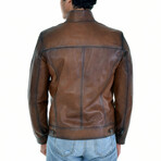 Aakash Leather Jacket // Brown (2XL)