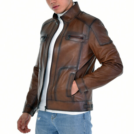 Aakash Leather Jacket // Brown (S)