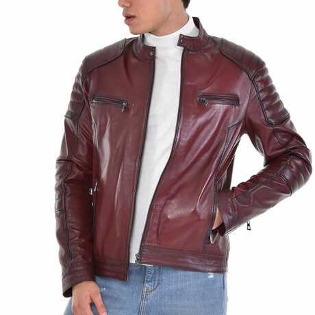 Joseph Leather Jacket // Claret (S)