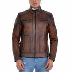 Aakash Leather Jacket // Brown (2XL)