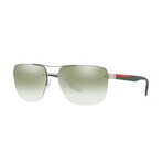Men's Squared Sunglasses // Silver + Black + Green