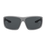 Men's Rectangle Wrap Polarized Sunglasses // Light Gray + Gray