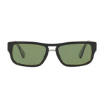 Men's Rectangular Polarized Sunglasses // Black + Green