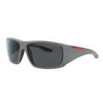 Men's Rectangle Wrap Polarized Sunglasses // Light Gray + Gray