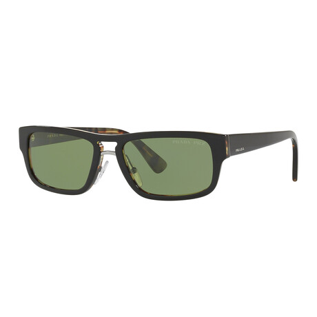 Men's Rectangular Polarized Sunglasses // Black + Green