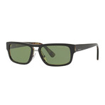 Men's Rectangular Polarized Sunglasses // Black + Green