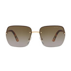Unisex Squared Semi Rimless Polarized Sunglasses // Gold + Gray + Brown