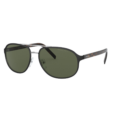 Men's Rectangular Polarized Sunglasses // Black + Tortoise + Green