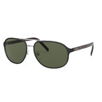 Men's Rectangular Polarized Sunglasses // Black + Tortoise + Green