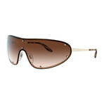 Women's Shield Sunglasses // Pale Gold + Brown Gradient
