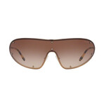 Women's Shield Sunglasses // Pale Gold + Brown Gradient