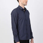 Kahraman Button Up Shirt // Navy + Brown (XS)