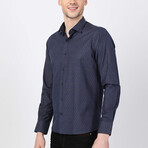 Kahraman Button Up Shirt // Navy + Brown (XS)